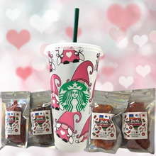 Load image into Gallery viewer, Pink Love Gnomes Starbucks Cold Cup Valentine's Gift Bundle