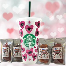 Load image into Gallery viewer, Pink Heart Eyes Gnomes Starbucks Cold Cup Valentine's Gift Bundle