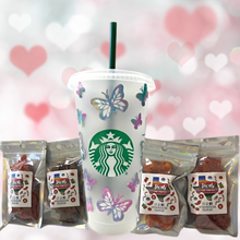 Load image into Gallery viewer, Butterflies Starbucks Cold Cup Valentine's Gift Bundle