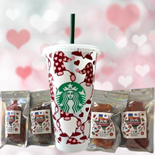 Load image into Gallery viewer, Red & Pink Vday Gnomes Starbucks Cold Cup Valentine's Gift Bundle