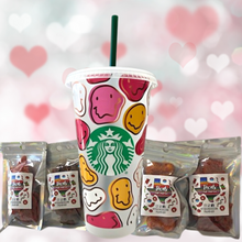 Load image into Gallery viewer, Squiggly Smiley Faces Starbucks Cold Cup Valentine&#39;s Gift Bundle
