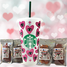 Load image into Gallery viewer, Pink Heart Eyes Gnomes Starbucks Cold Cup Valentine&#39;s Gift Bundle
